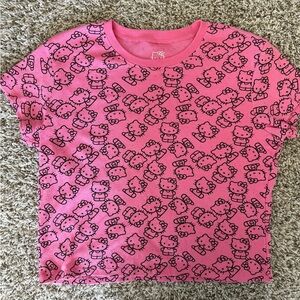 Hello Kitty Patterned Pink Short Sleeve Tee